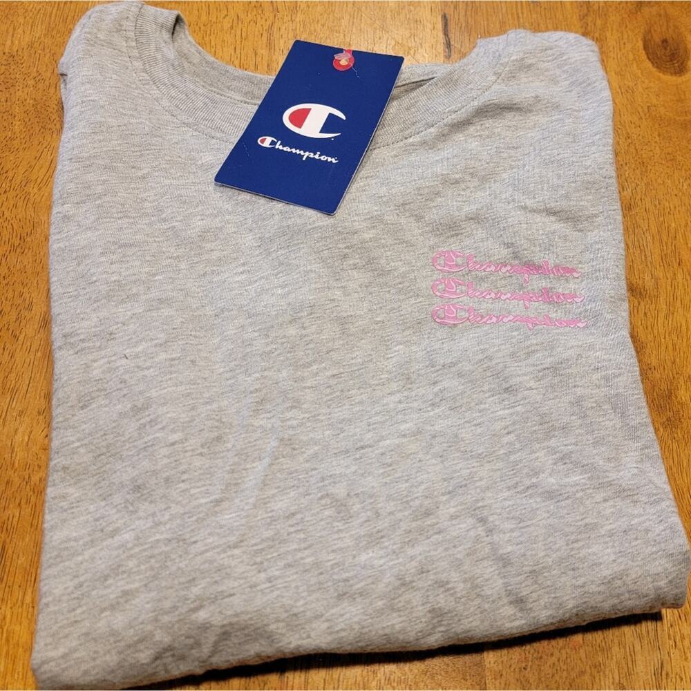 Girls Champion Grey Long Sleeve Tee Medium (10-12)